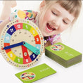 Load image into Gallery viewer, Wooden Clock Learning Set + Practice Cards
