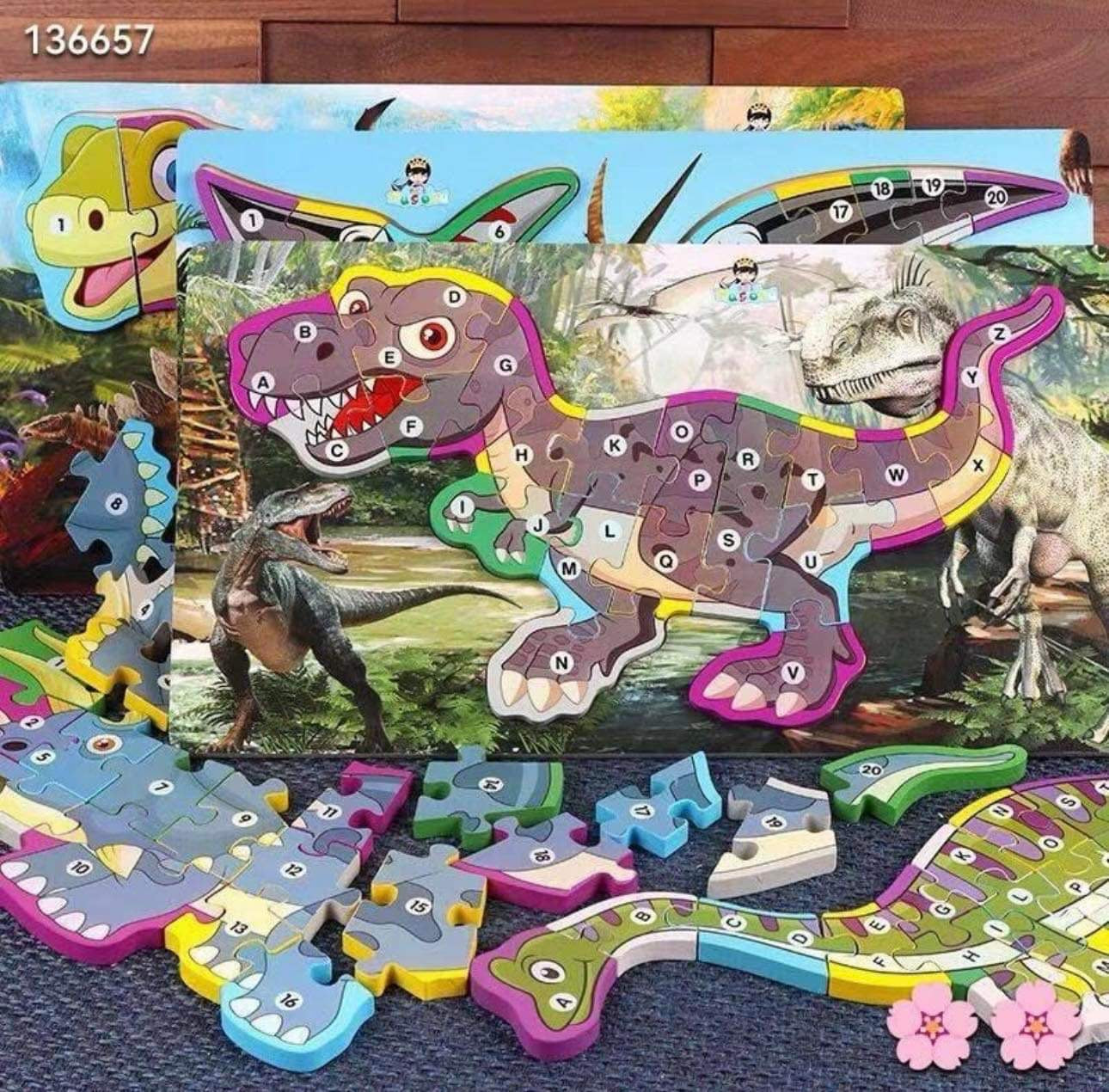 2 Wooden Puzzles Dinosaur Packs