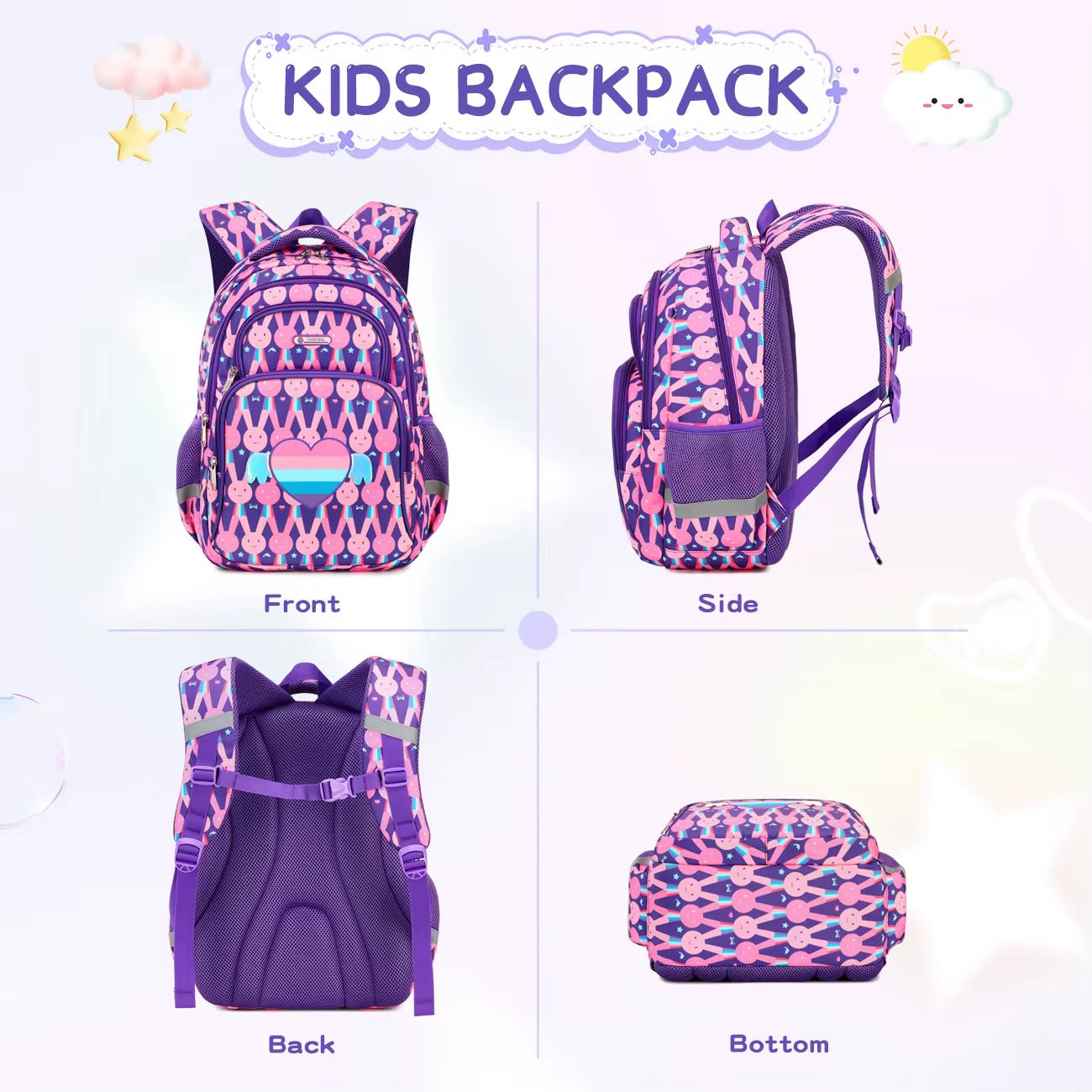Bunny Heart Backpack 3PCS Combo