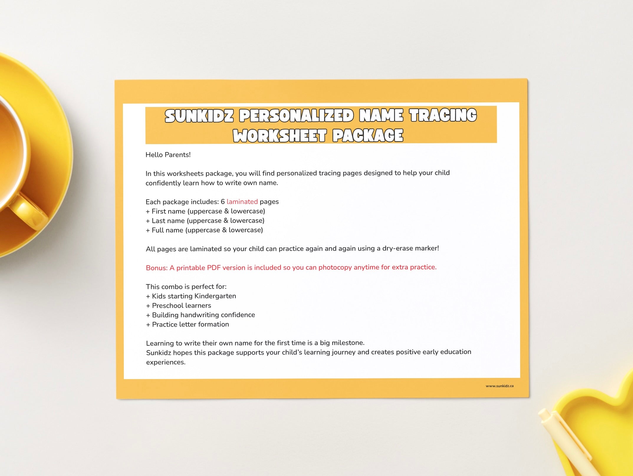 Personalized Name Tracing Worksheets | Reusable Learning Package