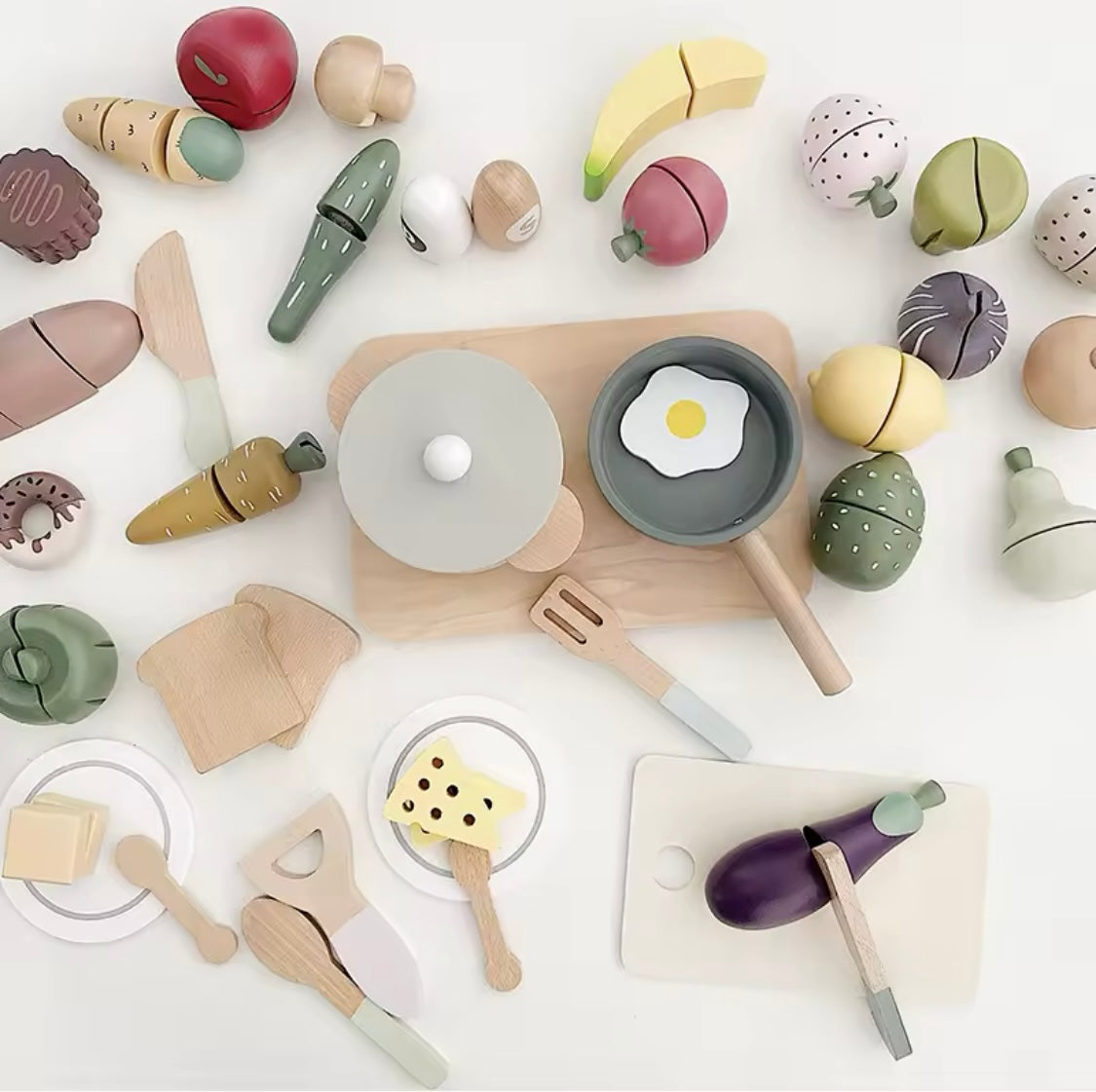 Wooden Fruits & Vegetables Play Set