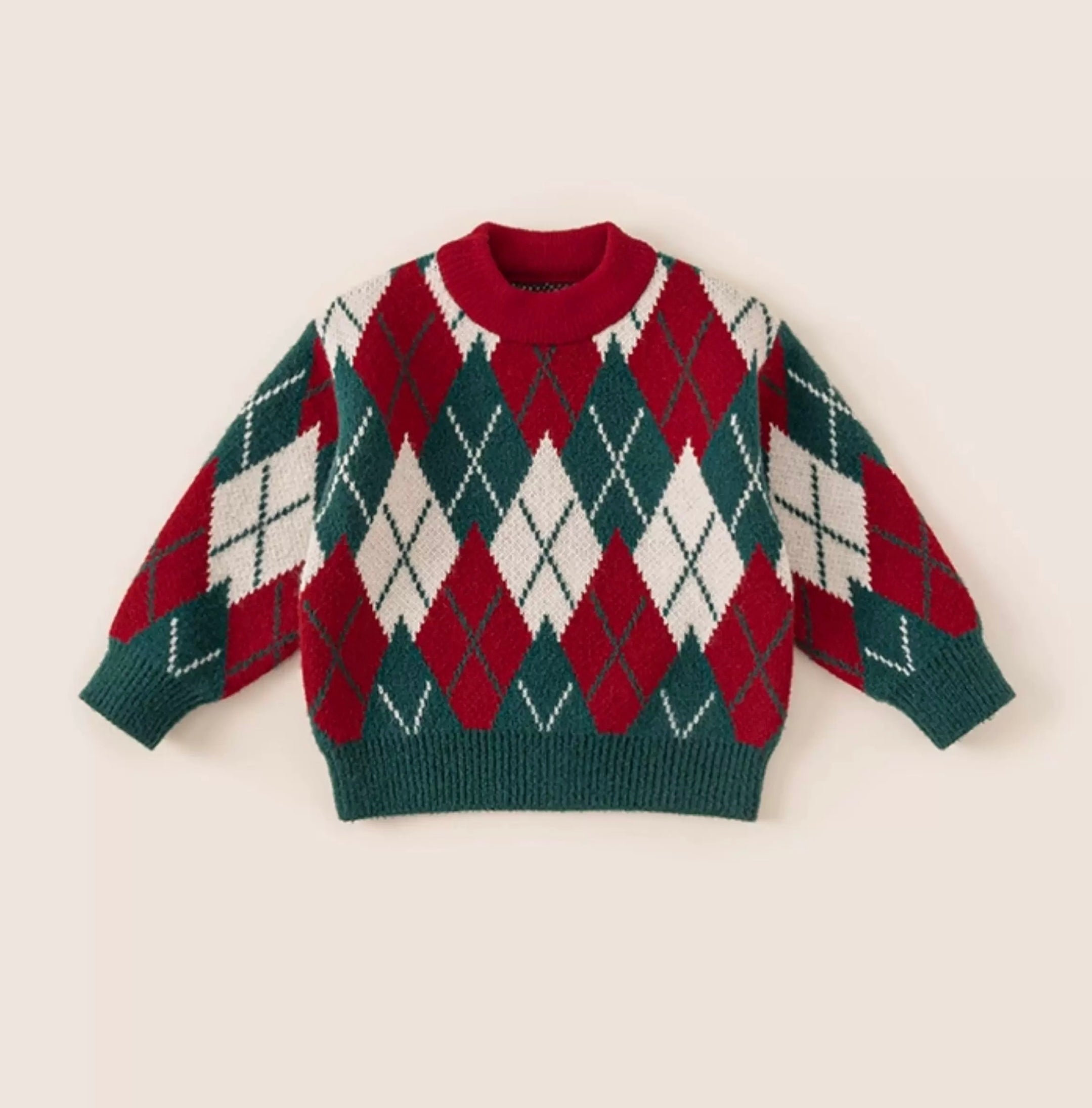 Festive Argyle Knit Sweater