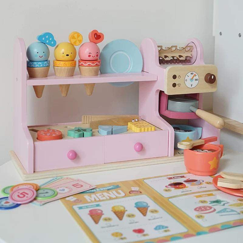 Wooden Ice Cream & Coffee Shop Playset