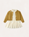 Load image into Gallery viewer, Ruffle Dress + Tan Sweater
