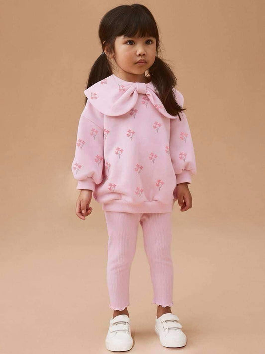 Pink Floral Sweatshirt & Leggings Set