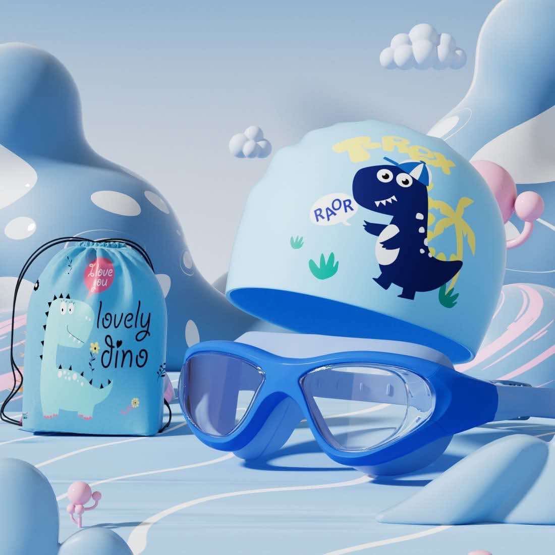 Blue Dino Goggles Set