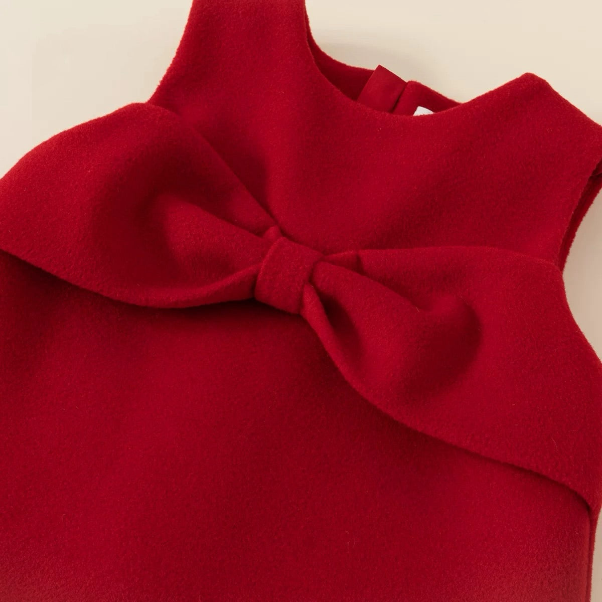Red Bow A-Line Velvet Dress