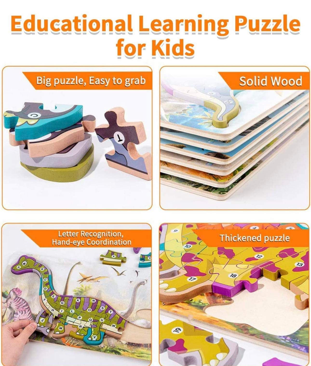 2 Wooden Puzzles Dinosaur Packs