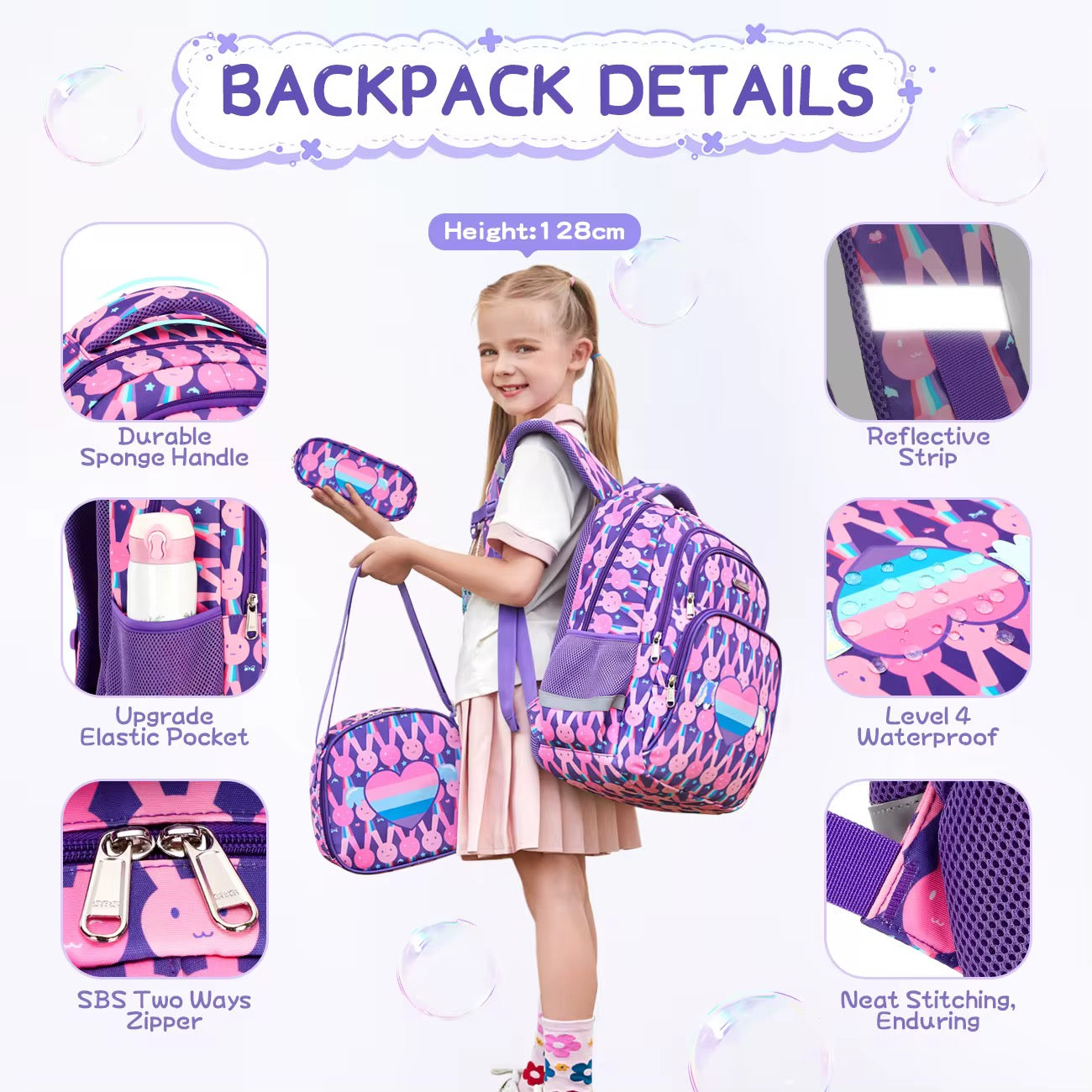 Bunny Heart Backpack 3PCS Combo