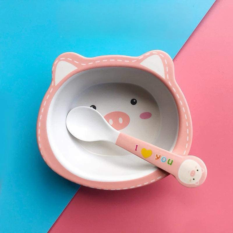 Bamboo Animal Bowl & Spoon Set
