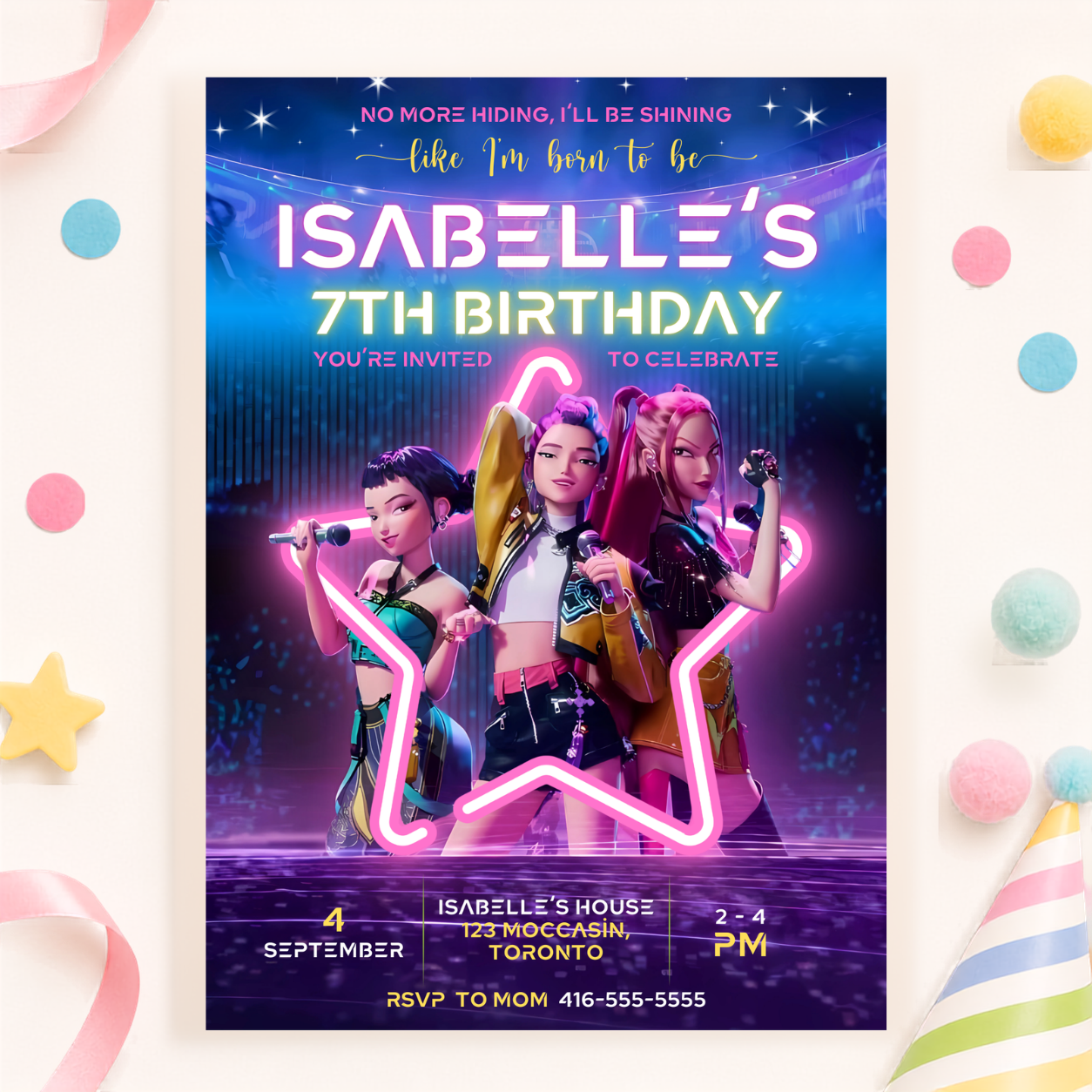 Korean Pop Birthday Invitation | Personalized Digital Design
