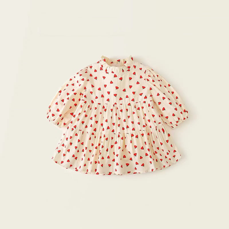 Babydoll Spring Dress & Red Cardigan