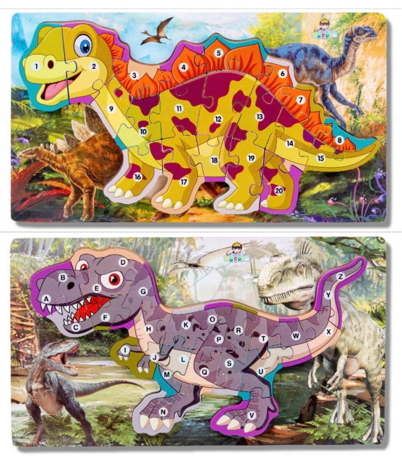 2 Wooden Puzzles Dinosaur Packs
