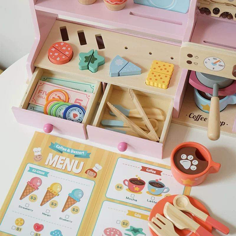 Wooden Ice Cream & Coffee Shop Playset