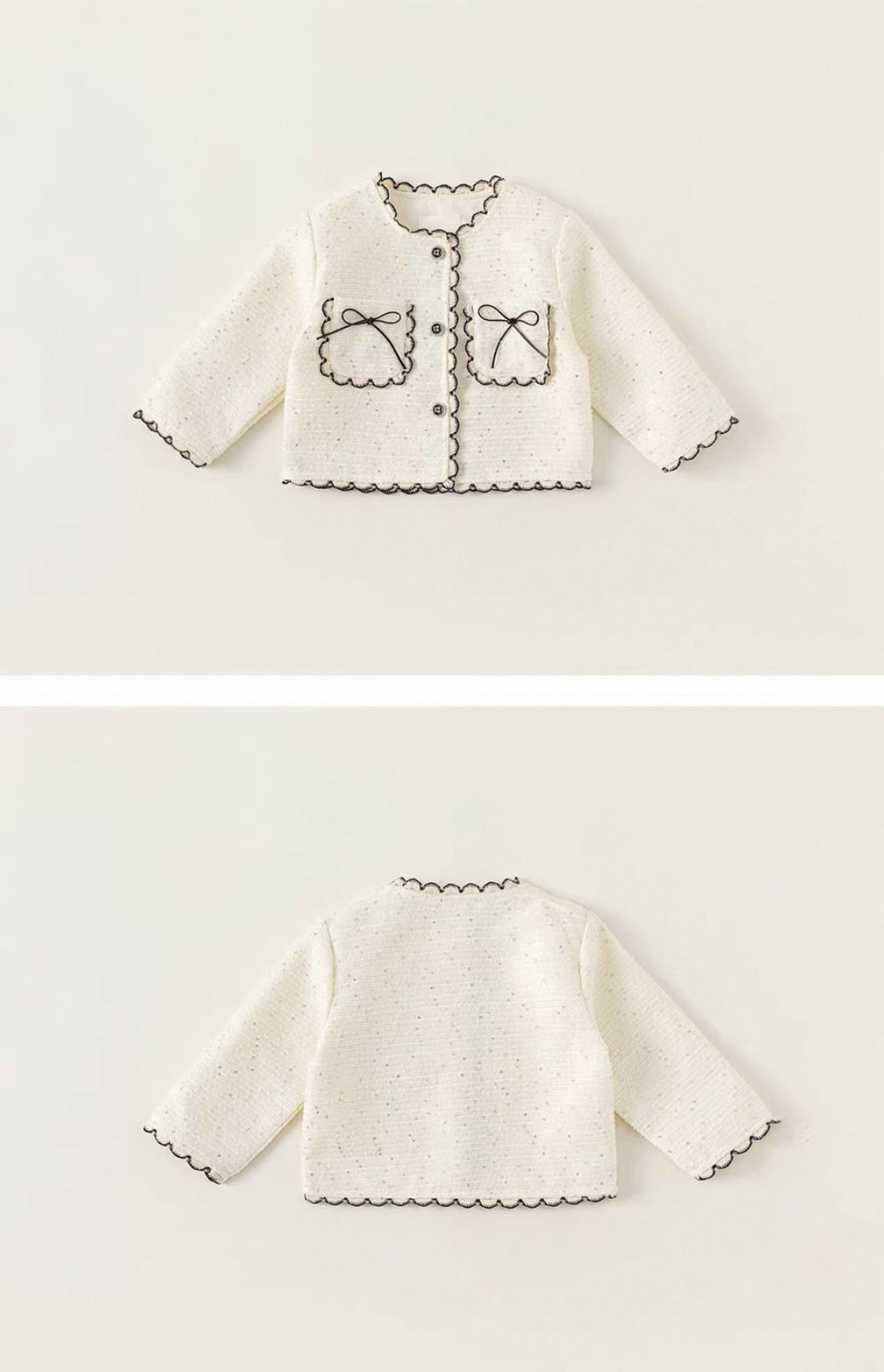 Lightweight Tweed Bow Cardigan