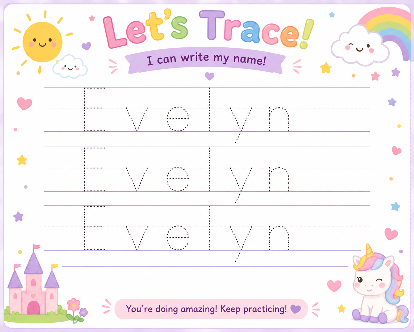 Personalized Name Tracing Worksheets | Digital Worksheet