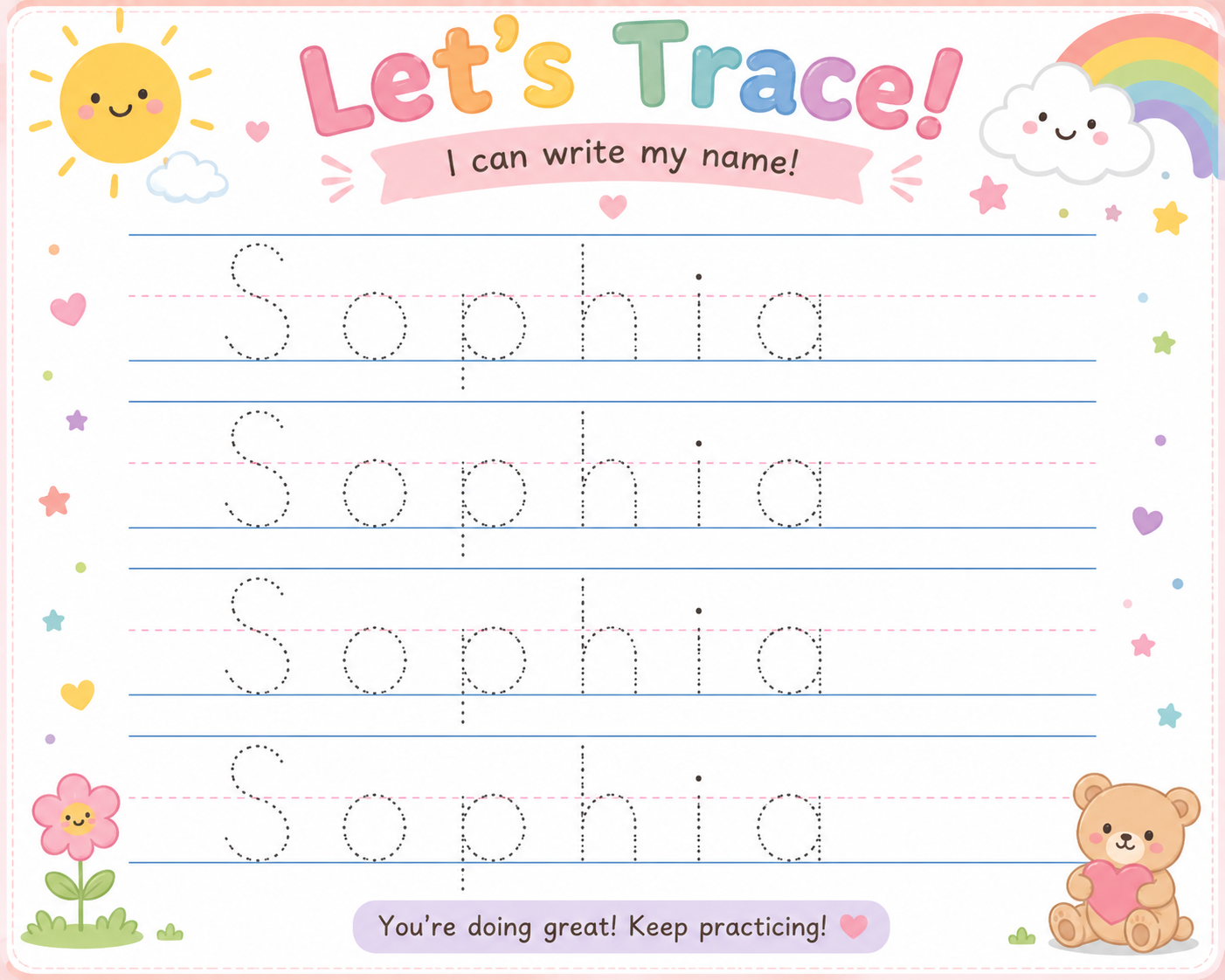 Personalized Name Tracing Worksheets | Digital Worksheet