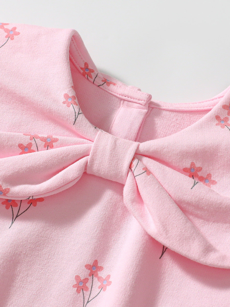 Pink Floral Sweatshirt & Leggings Set