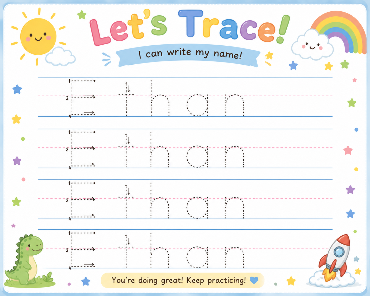 Personalized Name Tracing Worksheets | Digital Worksheet