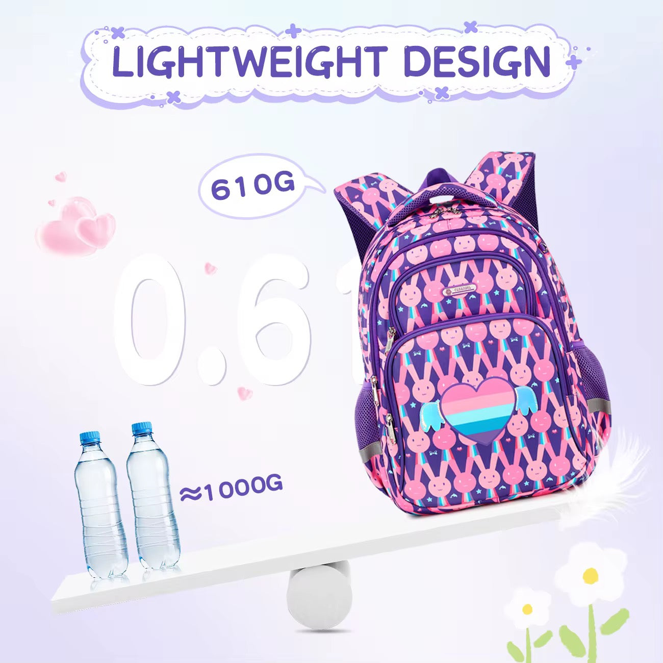 Bunny Heart Backpack 3PCS Combo