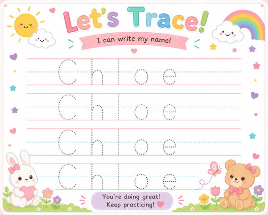 Personalized Name Tracing Worksheets | Digital Worksheet
