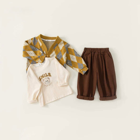 Combo 3pcs - Cozy Argyle Smile Set