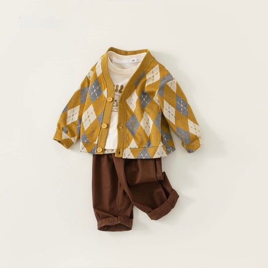 Combo 3pcs - Cozy Argyle Smile Set