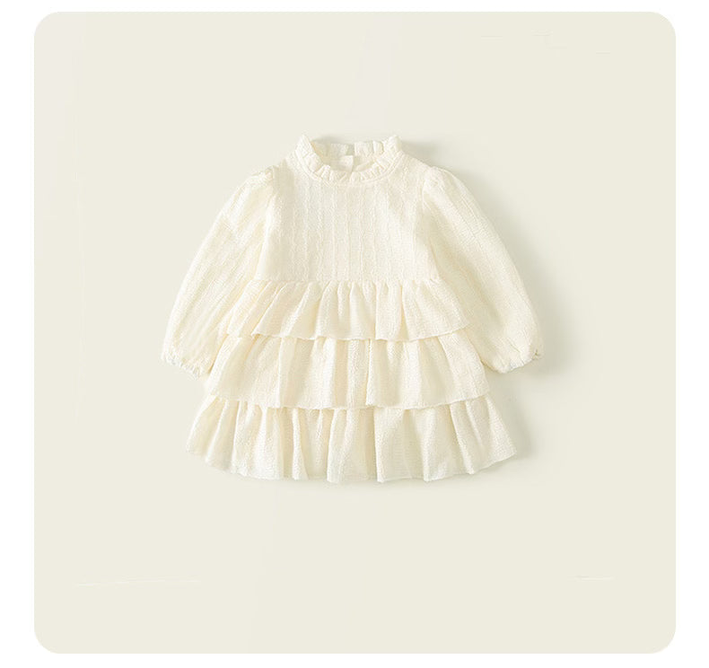 Ruffle Dress + Green Cardigan