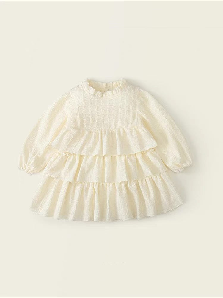 Ruffle Dress + Tan Sweater
