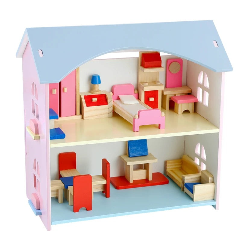Wooden Doll House & Accessories