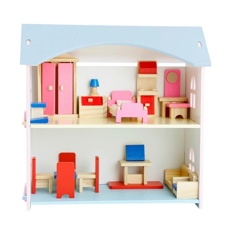 Wooden Doll House & Accessories