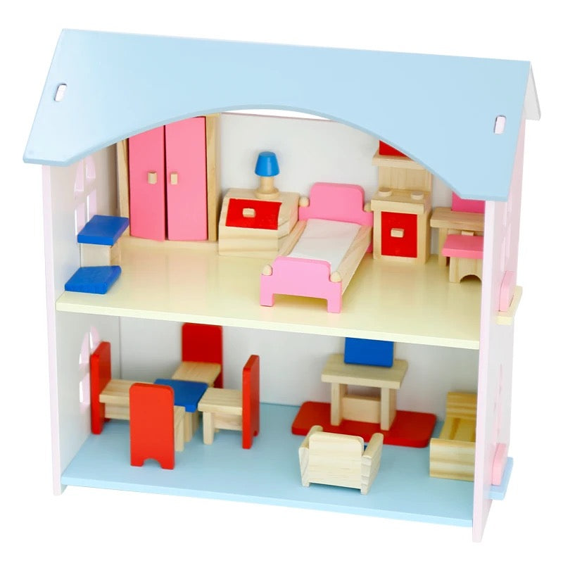 Wooden Doll House & Accessories