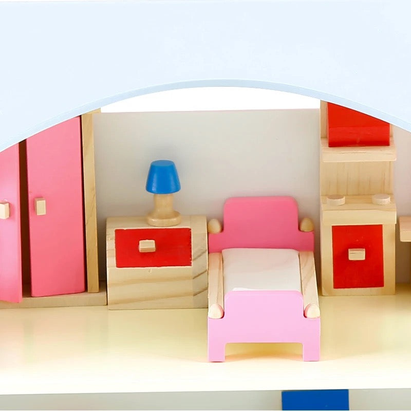 Wooden Doll House & Accessories