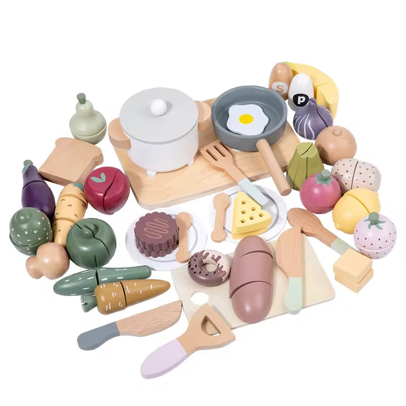 Wooden Fruits & Vegetables Play Set