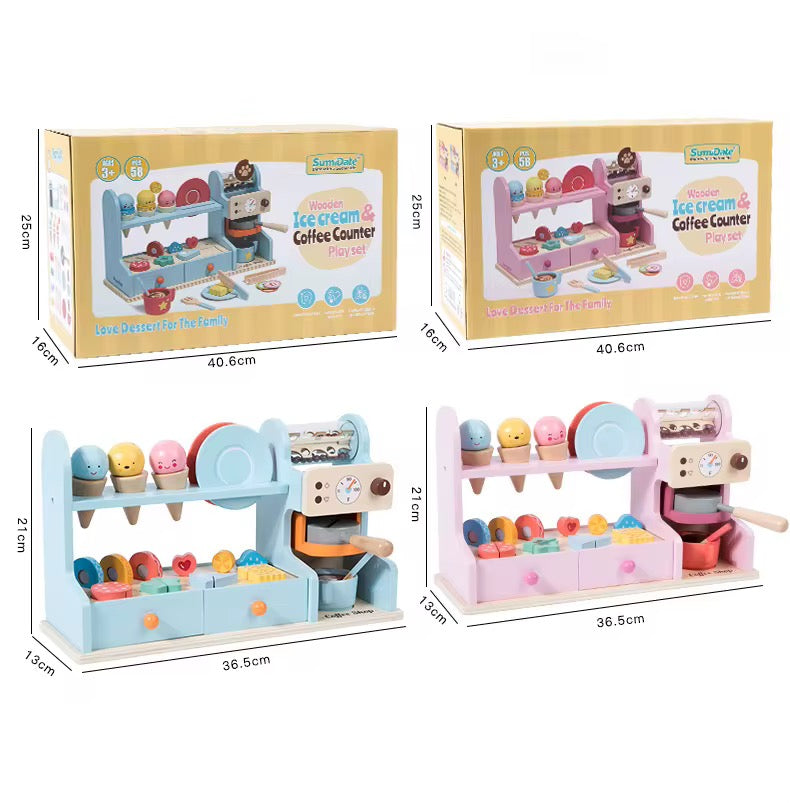 Wooden Ice Cream & Coffee Shop Playset