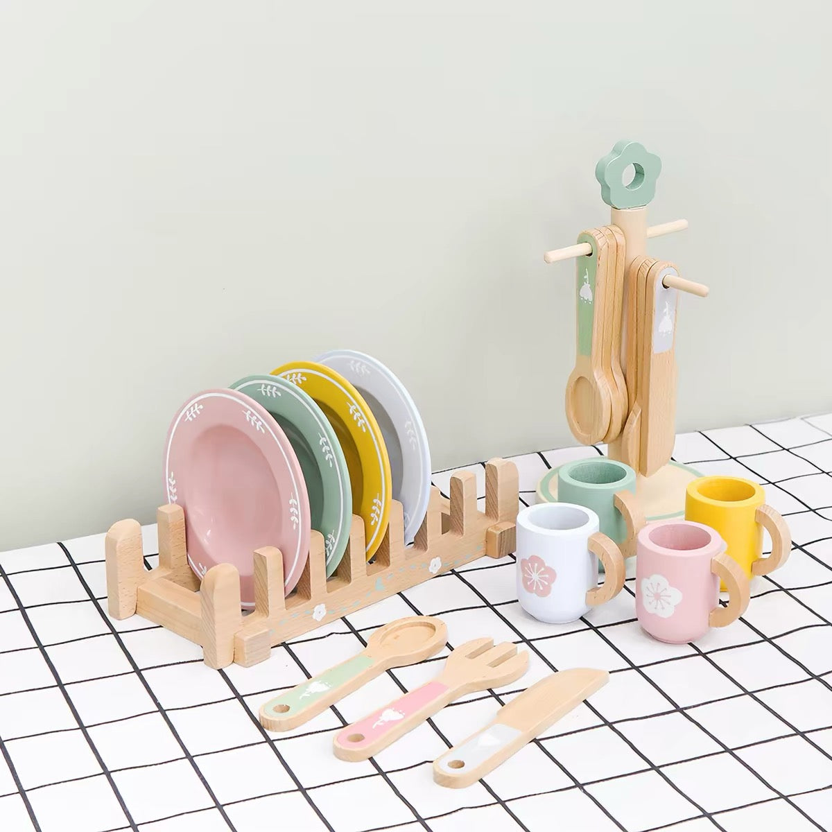 Montessori Wooden Kitchen Play Set | Pretend Play Dining Set for Kids