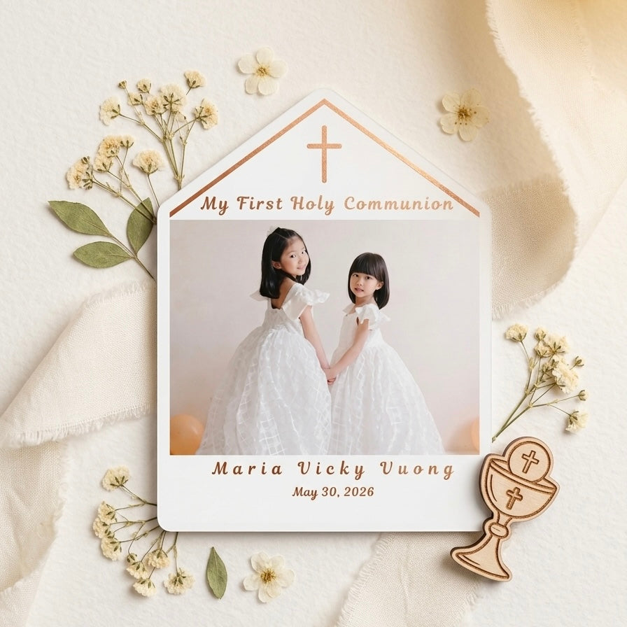 First Communion Personalized Magnet | Die-Cut Church Shape