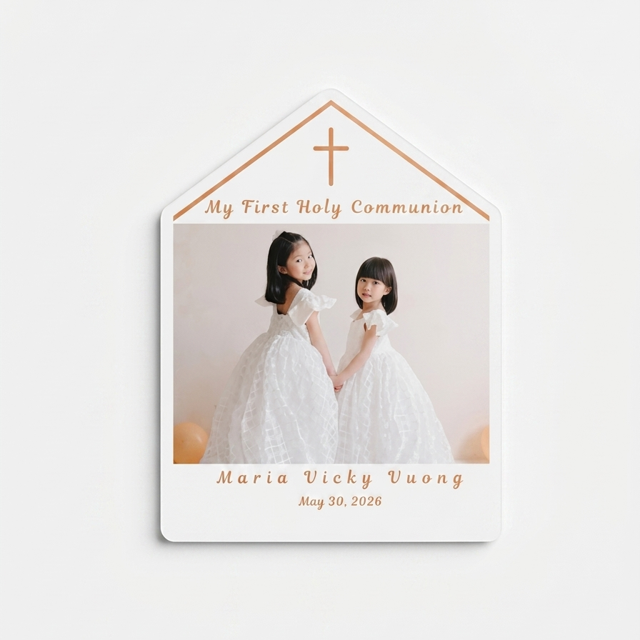 First Communion Personalized Magnet | Die-Cut Church Shape