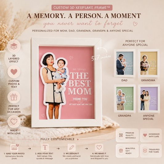 The Memory Frame | Personalized 3D Layered Photo Keepsake | Custom Gift for Mom, Dad, Grandma & Loved Ones