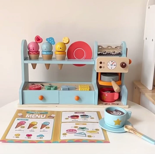 Wooden Ice Cream & Coffee Shop Playset